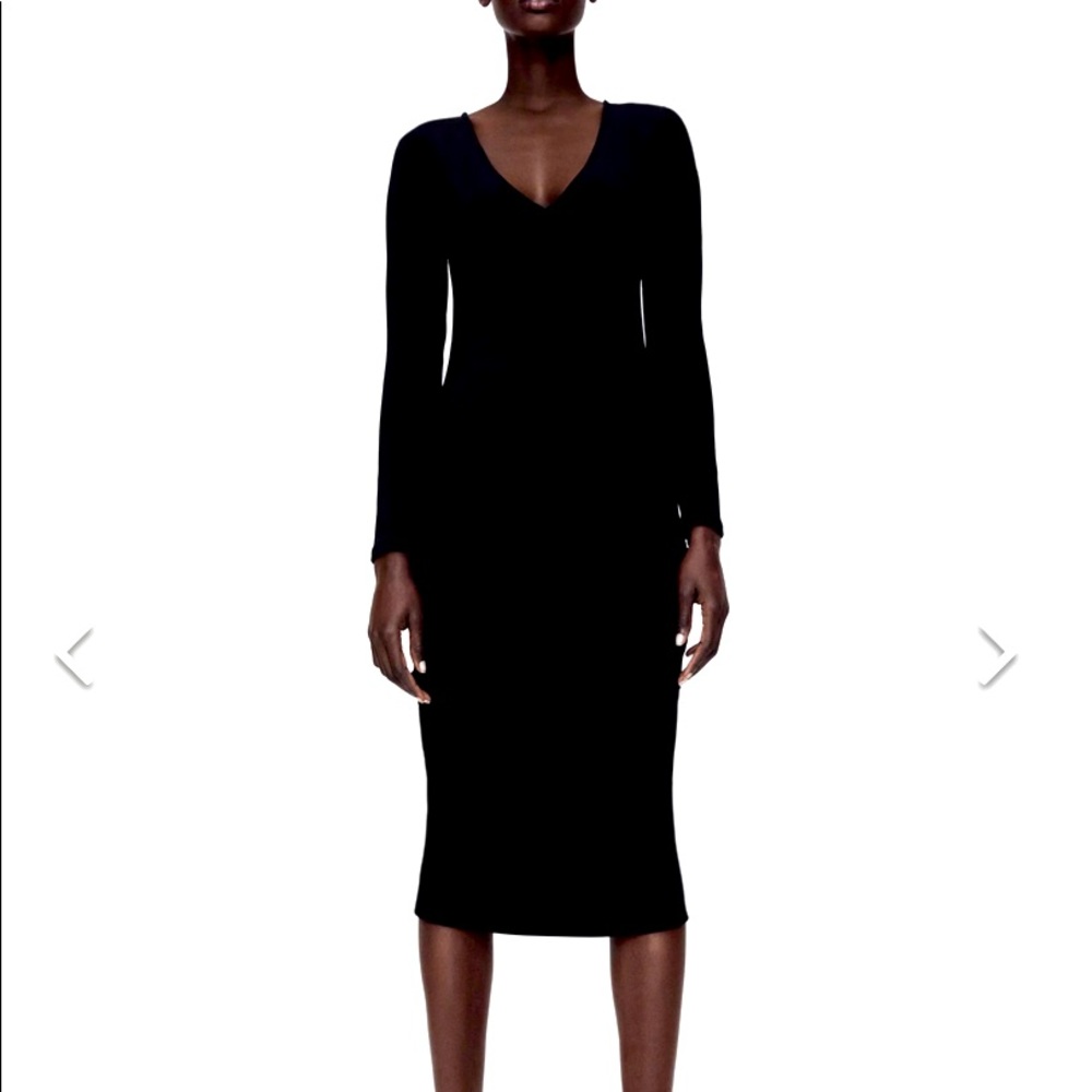 NWT Zara black knit dress midi